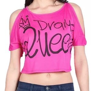 Hot Pink L Crop Stones Drama Queen crop top new